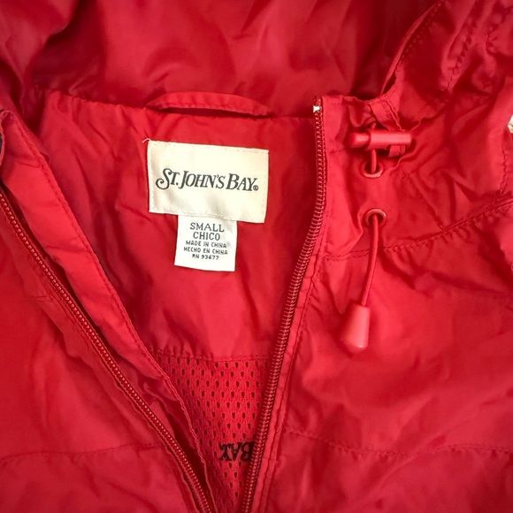 St. John’s Bay Red & Navy Hooded Windbreaker Jacket Size Small - Picture 6 of 6